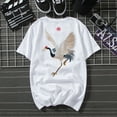 thumbnail image 1 of Streetwear Japanese Harajuku Tshirt Short Sleeves Shirt Embroidery Flying Cranes Urban Fashion Tee, 1 of 5