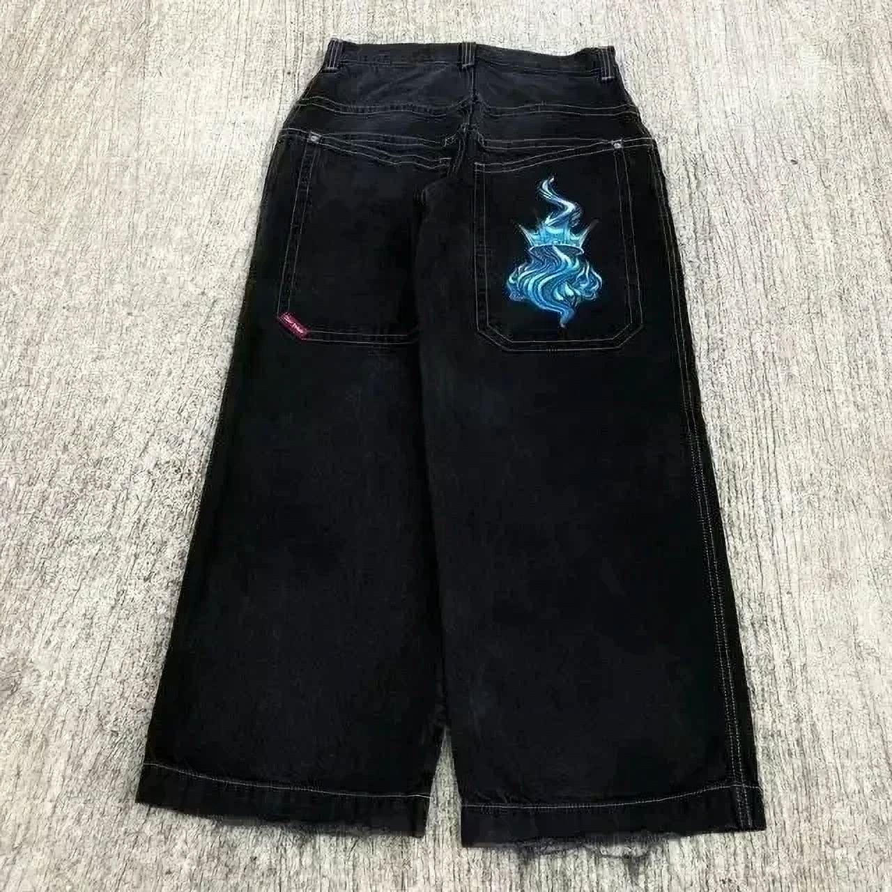 Streetwear Jeans Y2K Hip Hop Skull Baggy Jeans Black Pants Streetwear Jeans Y2K Hip Hop Skull Baggy Jeans Black Pants
