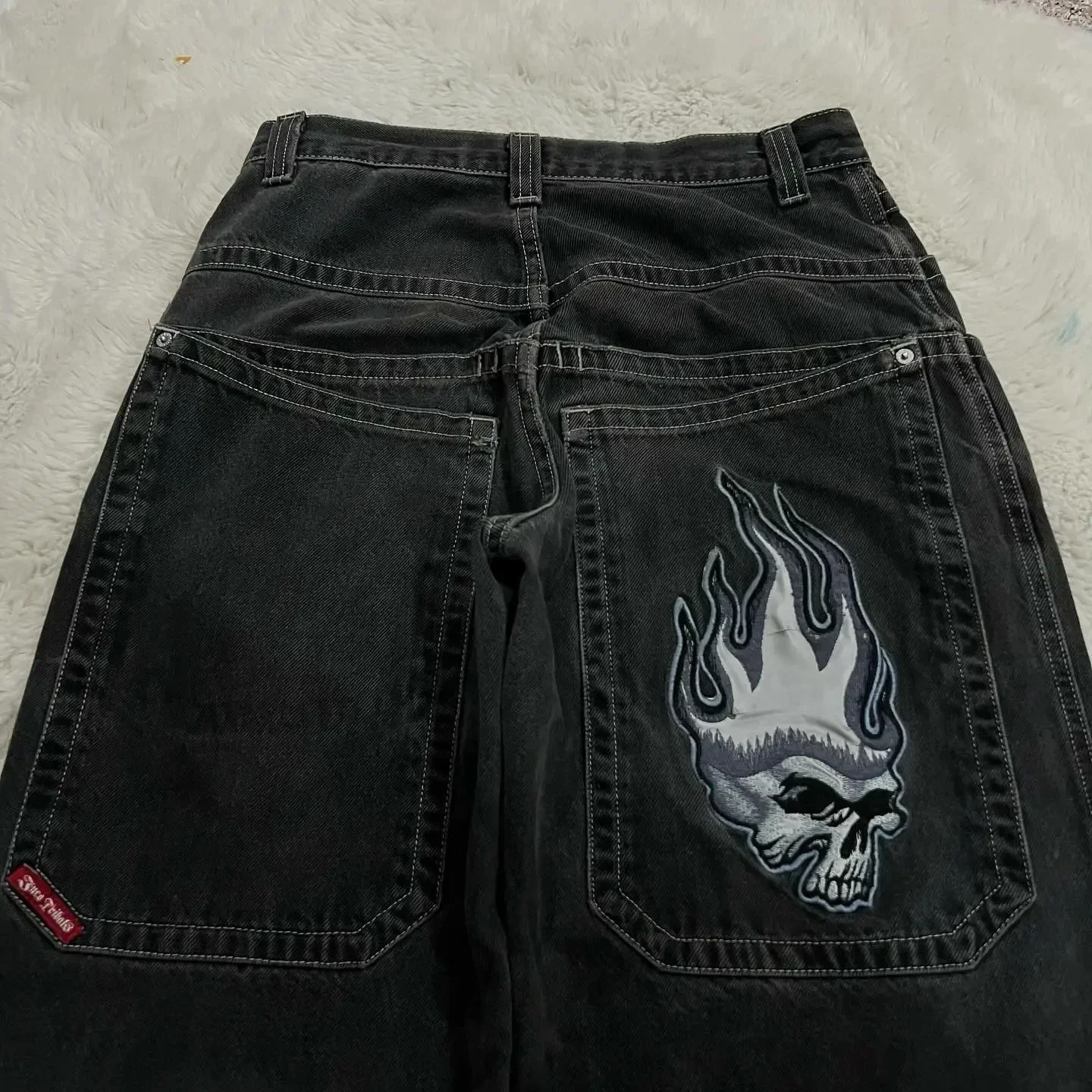 Streetwear Jeans Y2K Hip Hop Skull Baggy Jeans Black Pants