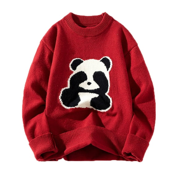 Streetwear Panda Mens Pullover Knit Oversized Sweater