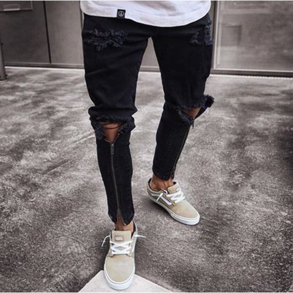Streetwear Ripped Personality Classic Denim Trousers
