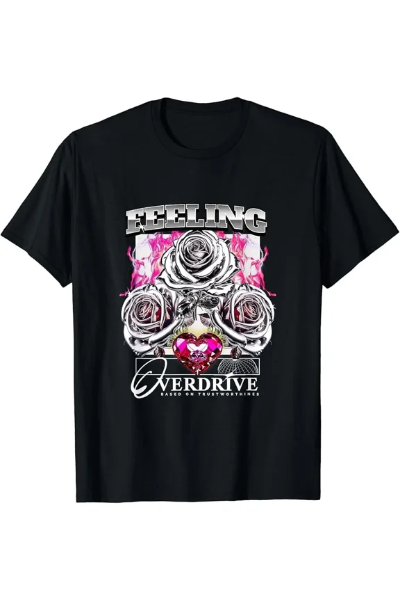 Streetwear Silver Rose Unique Graphic Design Apparel Trendy Style Unisex T-Shirt up to Size 5XL
