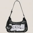 thumbnail image 1 of Streetwear Style PU Hobo Ita Bag for Women, Heart Decor, Clear Mesh Window, Small Capacity, Adjustable Strap, Shoulder Crossbody Bag for Anime Pin Display Daily Use (10.6"x2.4"x3.1", 0.66lb), 1 of 7
