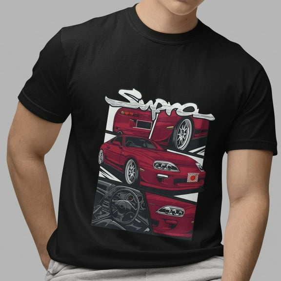 Streetwear Toyota Supra JDM Sports Car Graphic Black Casual Men’s T-Shirt Top