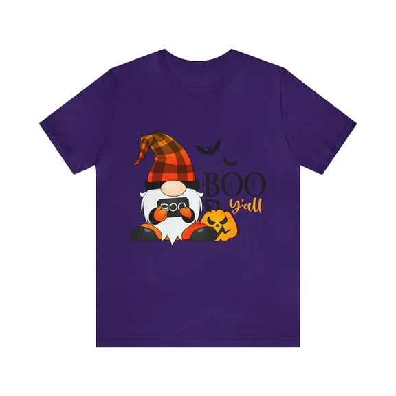 Streetwear Unisex Jersey Short Sleeve  Boo y'all Gnomes Pumpkin T-Shirt