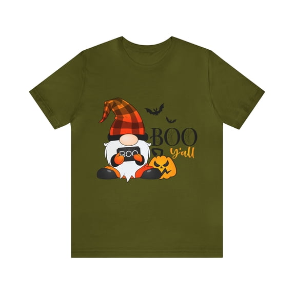 Streetwear Unisex Jersey Short Sleeve Boo y'all Gnomes Pumpkin T-Shirt