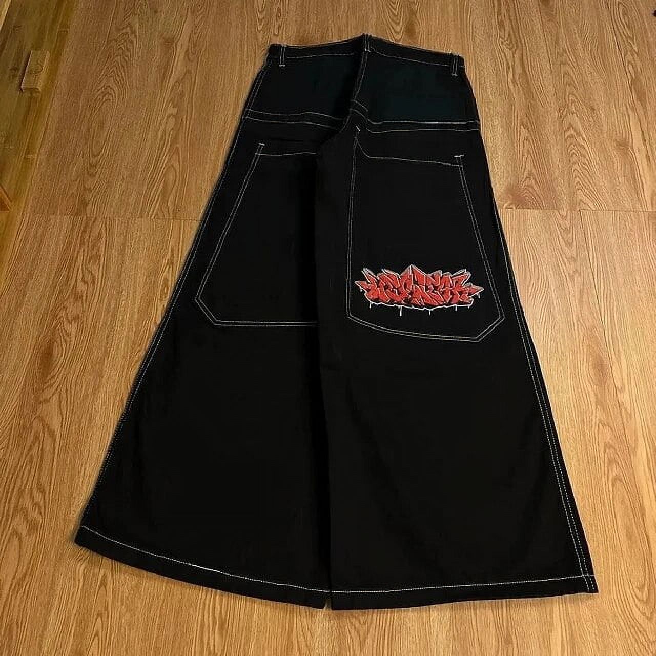 Streetwear Vintage 90s JNCO Jeans Big wing Embroidery Black Baggy Jeans ...