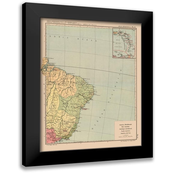 Streit 12x14 Black Modern Framed Museum Art Print Titled - Southeastern South America - Streit 1913