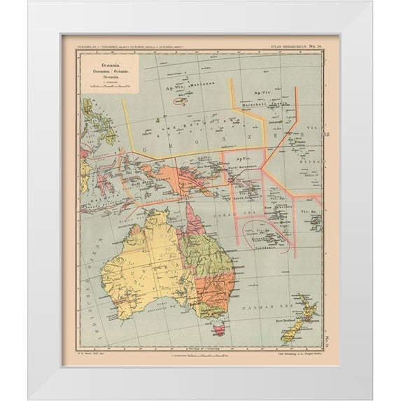 Streit 15x17 White Modern Wood Framed Museum Art Print Titled - Oceania Australia New Zealand - Streit 1913