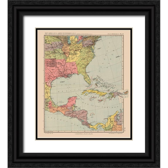 Streit 26x30 Black Ornate Wood Framed with Double Matting Museum Art Print Titled - North America United States - Streit 1913