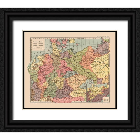 Streit 30x26 Black Ornate Wood Framed with Double Matting Museum Art Print Titled - Germany - Streit 1913