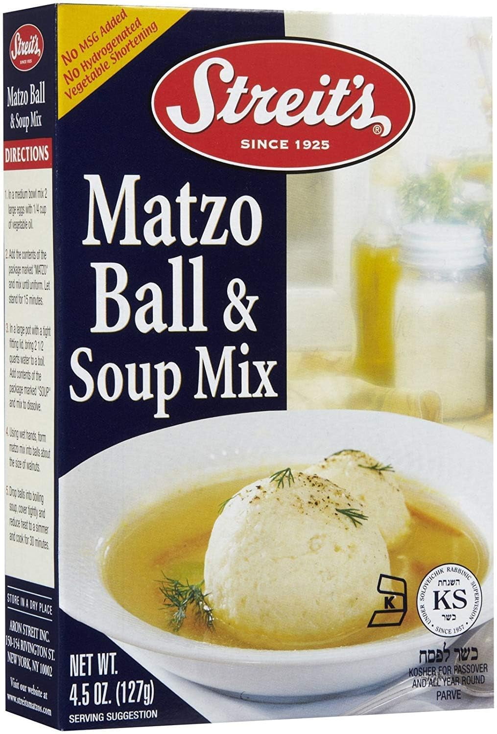 Streit's Matzo Ball & Soup Mix Kosher For Passover 4.5 oz. Pack of 6.6