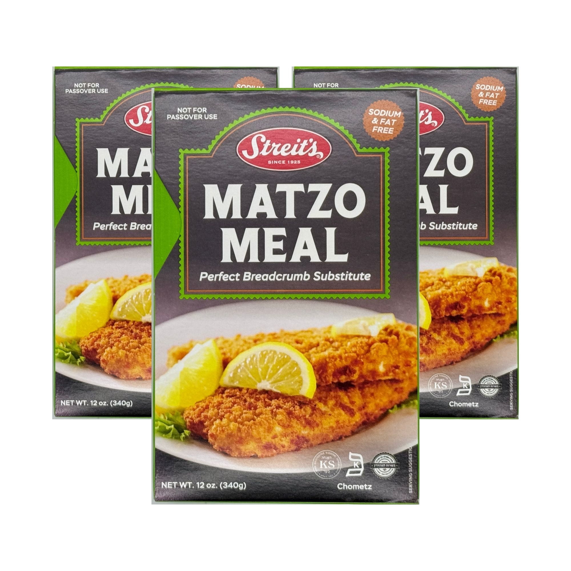 Streit's Matzo Meal - Perfect Breadcrumb Substitute, Sodium Free, Fat Free, Non-GMO, Vegan, Dairy-Free, Kosher Certified, Family Owned (12oz, Pack of 3)