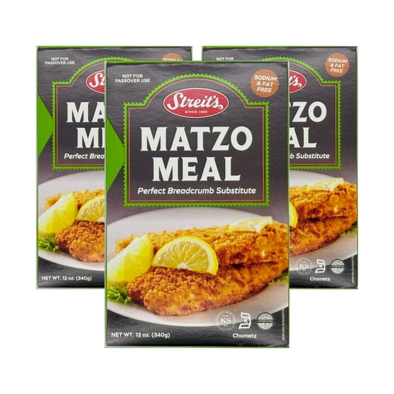 Streit's Matzo Meal - Perfect Breadcrumb Substitute, Sodium Free, Fat Free, Non-GMO, Vegan, Dairy-Free, Kosher Certified, Family Owned (12oz, Pack of 3)