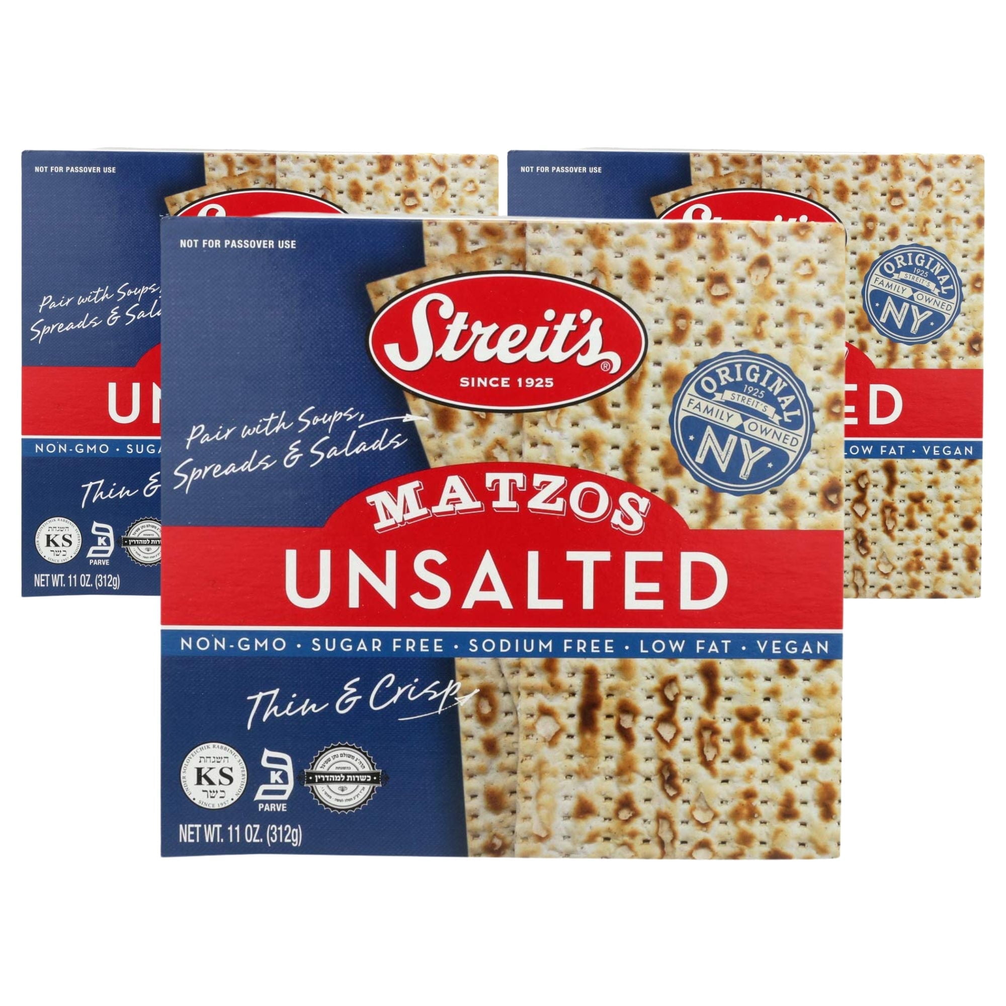 Unsalted Matzos Streit's Unsalted Matzo - Thin & Crispy, Non-GMO, Sodium Free, Low Fat ...