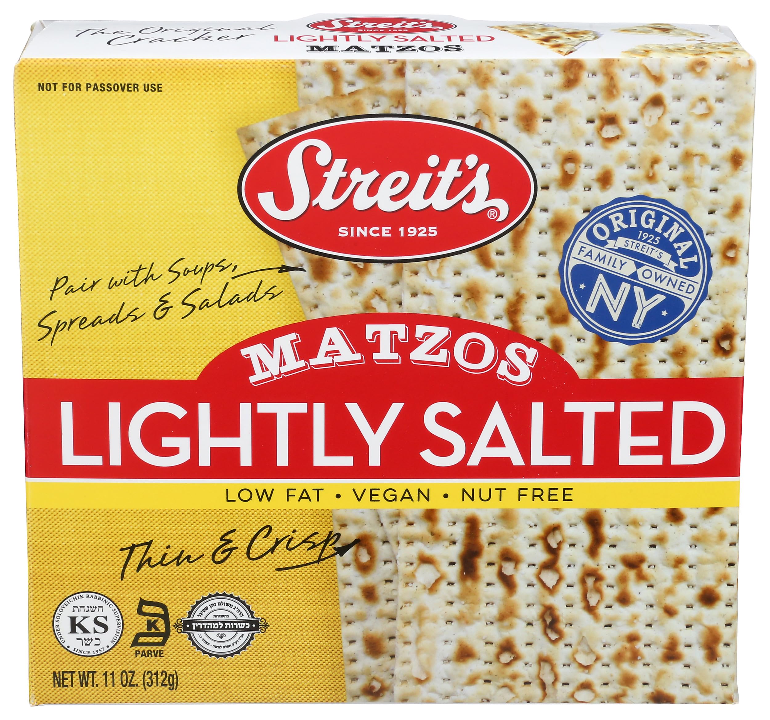 Streits, Matzos Lightly Salted, JMS2 11 Ounce