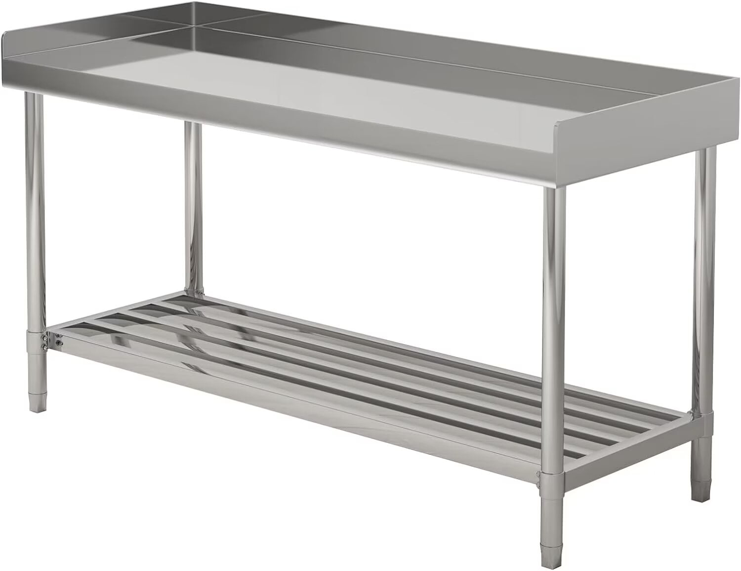 KICHKING Commercial Stainless Steel Prep Work Table - 24x60 With Casters Wheels, Open Base, NSF Certified