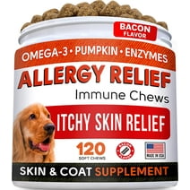 StrellaLab Allergy Relief, Immune Chews, For Dogs, Bacon, 120 Soft Chews, 9.3 oz (264 g)