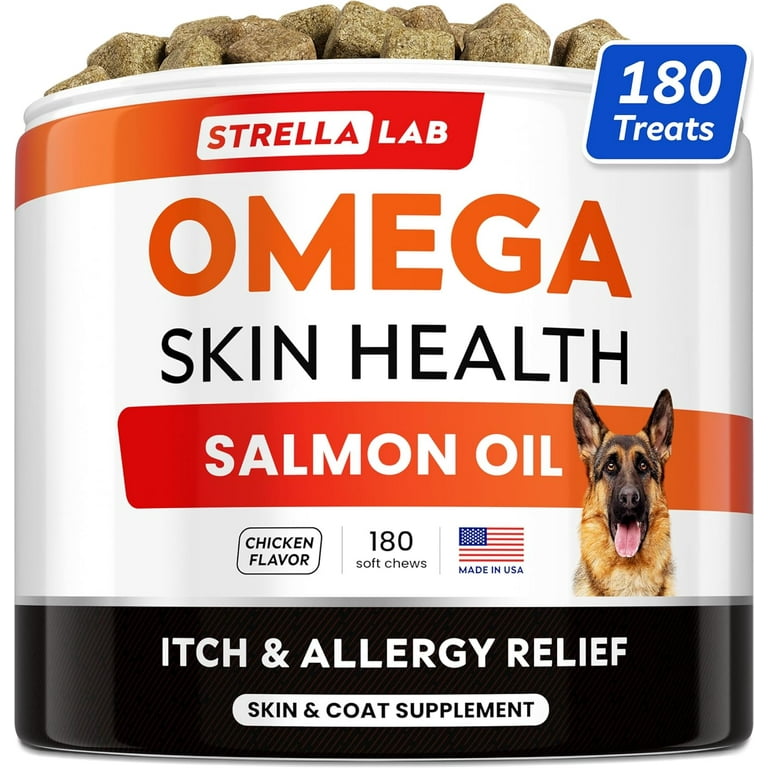 Strellalab Omega Skin Health with Salmon Oil for Dogs Cats