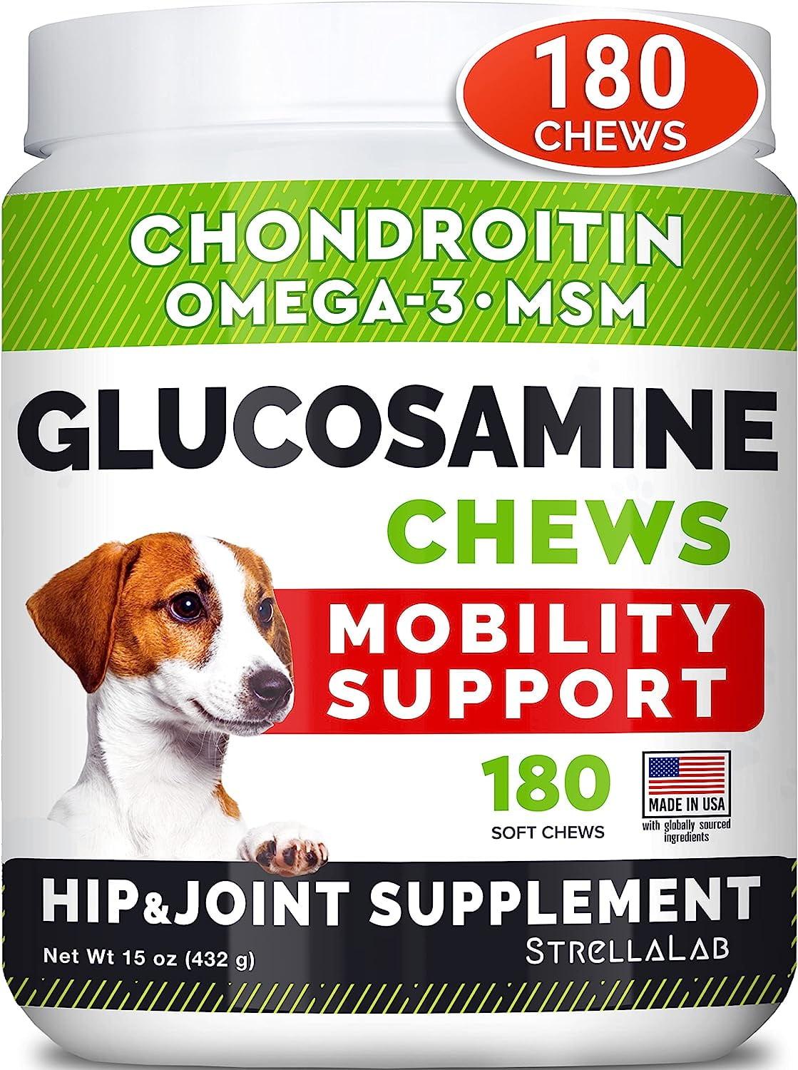 STRELLALAB Glucosamine Chews for Dogs Hip and Joint Chews for Dogs