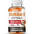 thumbnail image 1 of StrellaLab Premium Pills with Omega 3 & Fish Oil for Dogs (180 Ct) - No Fishy Smell Softgels - EPA + DHA Fatty Acids Reduce Shedding & Itching - Supports Joints, Brain, Heart & Overall Health - USA, 1 of 7