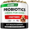 thumbnail image 1 of STRELLALAB Probiotics Chews for Dogs & Digestive Enzymes + Digestion & Gut Health Treats, Probiotics for dogs, Fiber Supplement, Anti Diarrhea, Constipation, Upset Stomach&Gas Relief,Canine Prebiotic, 1 of 6