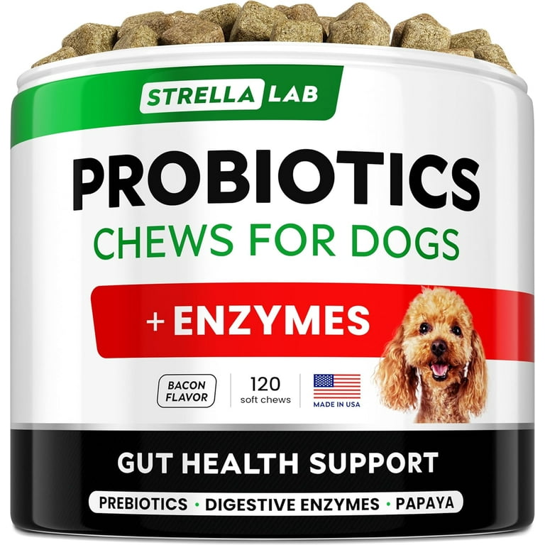 StrellaLab Probiotic Supplement for Dogs Digestion Immune Support 120 Bacon Flavored Soft Chews Walmart
