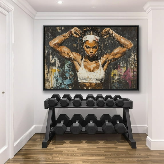 Strength Black Woman Portrait Wall Art, Fitness Print, Home Gym Decor, Inspirational Sports Art Poster, Ready to Hang, Size 8x12 UNFFRAMED F03.1.8l2798
