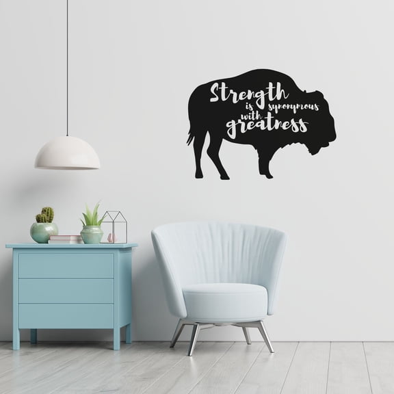 Strength Buffalo Motivation Quote Animal Animals Life Quotes Wall Sticker Art Decal for Girls Boys Room Bedroom Nursery House Fun Home Decors Stickers Wall Arts Vinyl Decoration Size (24x40 inch)