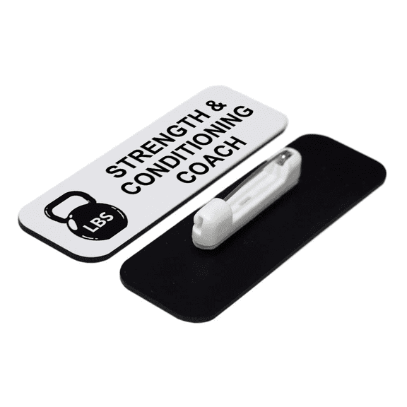 Strength & Conditioning Coach 1 x 3" Name Tag/Badge, White, (3 Pack)