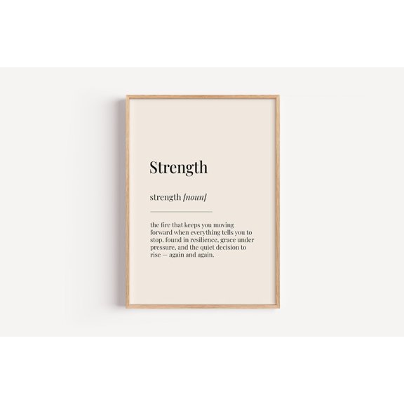 Strength Definition Dictionary Gift Wall Art Decor Unframed Paper Print