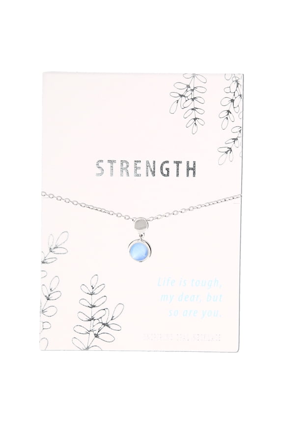 Strength Frosted Mint Opal - 16.5"-18.5" Rhodium Plated Inspirational Necklace