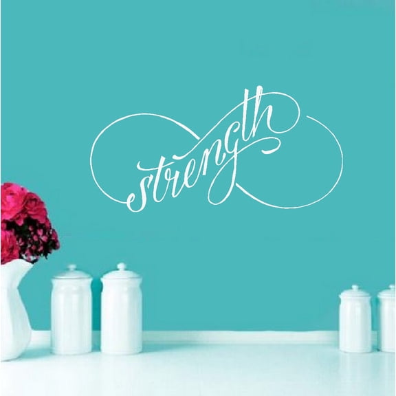 Strength Infinity Wall or Window Decal 13" x 26" White