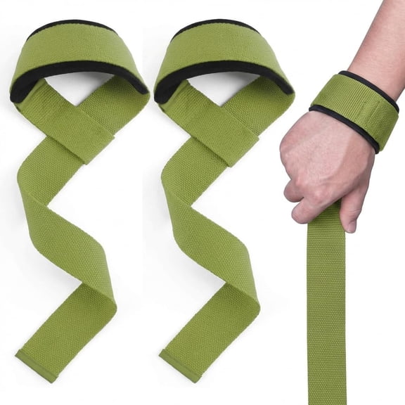 Strength Lifting Straps, 24 Inch Padded Weightlifting Straps with Neoprene Wrist Support for Deadlifts, Rows, Shrugs, Heavy Pulls (green)