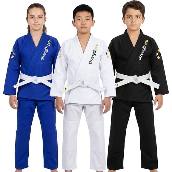 Strength Pro Bjj Gi Kids Brazilian Jiu Jitsu Gi with IBJJF Lightweight Preshrunk Fabric Jiu Jitsu Karate Gi Kids