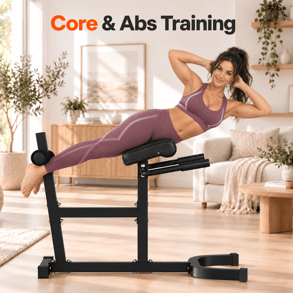 Strength Roman Chair Adjustable Back Extension Bench for Core & Glute Workouts, Heavy-Duty 440 LB Capacity - Black Options