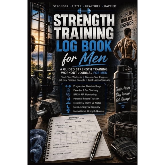 Strength Training Log Book for Men: A Guided Strength Training Workout Journal For Men: Track Your Workouts - Measure Yo, (Paperback)