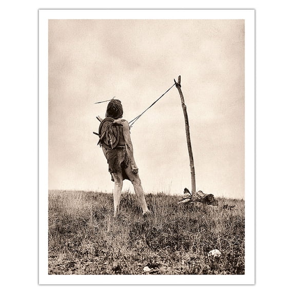 For Strength and Visions - Apsaroke North American Indian - Vintage B&W Historical Photograph by Edward S. Curtis c.1908 - Fine Art Matte Paper Print (Unframed) 11x14in