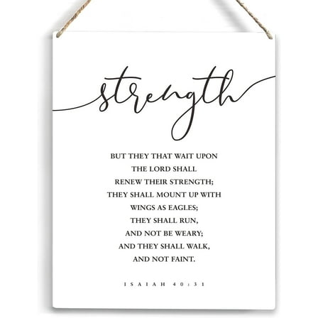 Strength but They That Wait Bible Verse Wood Sign Rustic Isaiah 4031 Christian Wooden Hanging Plaque for Home Office Wall Art Decoration 8x10 Inch Present