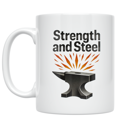 Strength and Steel Blacksmith Anvil Design - Industrial Enthusiast - 11 oz Ceramic Coffee Mug