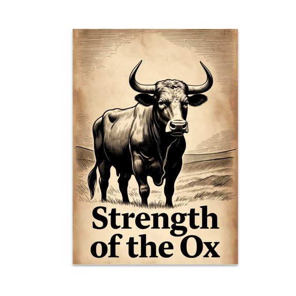 Strength of the Ox Vintage Farm Animal Wall Art - Animal Lover - 13x19 Poster Print