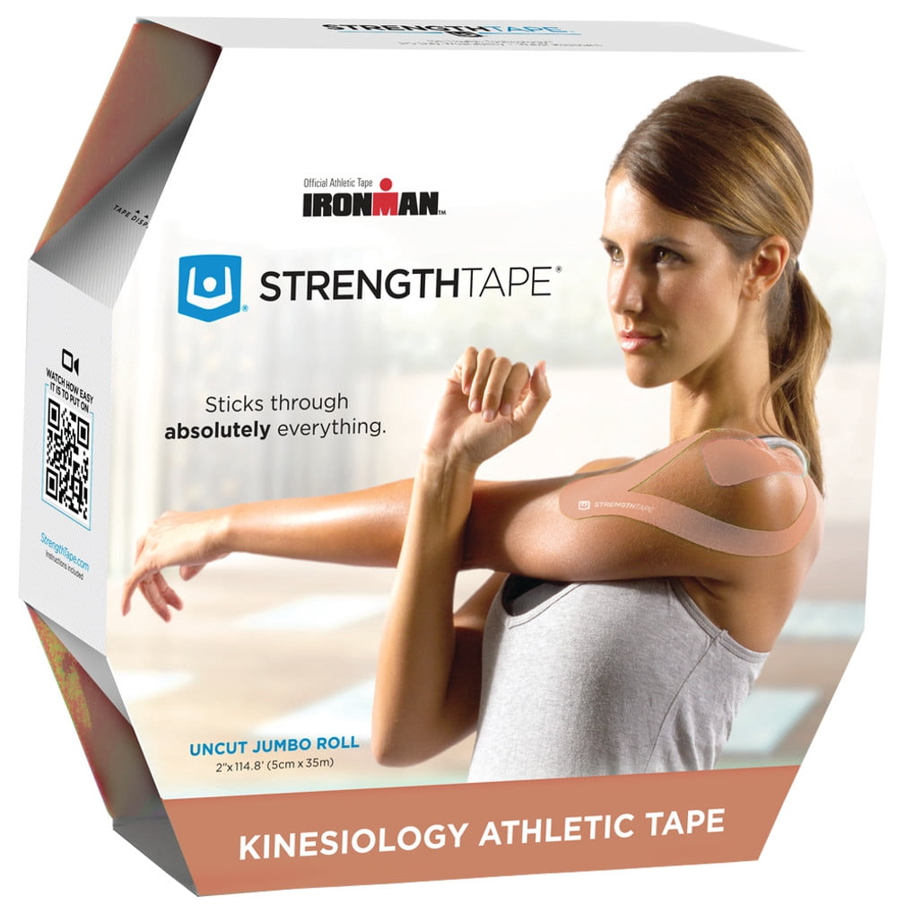 StrengthTape Kinesiology Elastic Tape for Injury Support and Prevention, 35M Uncut Roll, Beige