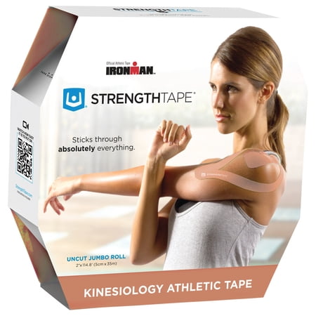StrengthTape Kinesiology Elastic Tape for Injury Support and Prevention, 35M Uncut Roll, Beige