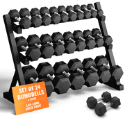 StrengthUSA 5-50 LBS المطاط عرافة الدمبل مجموعة مع الرف، 10 زوج، 550 رطل، مجموعة الوزن للصالة الرياضية المنزلية، تدريب القوة، معدات مركز اللياقة البدنية