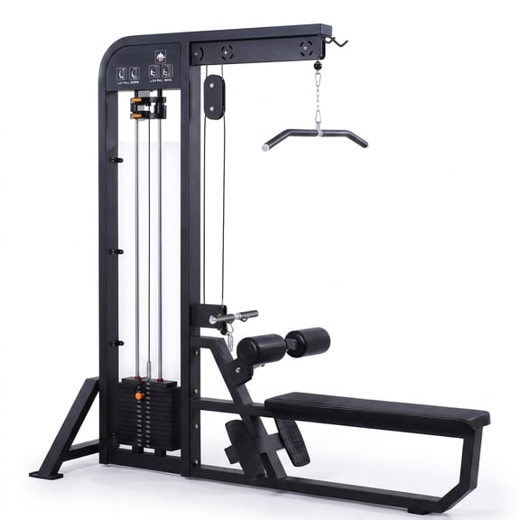 StrengthUSA LAT Pulldown and Low Row Cable Machine, 181 lb Weight Stack, Heavy Duty Steel Frame Back Workout Equipment for Home and Commercial Gym