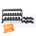 thumbnail image 1 of StrengthUSA Rubber Hex Dumbbell Set with Rack - 10 Pair of 5-75 lb (1200 lbs total) Rubber Coated Dumbbell Set with Rack Stand, Weight Rack with Dumbbells, 1 of 8