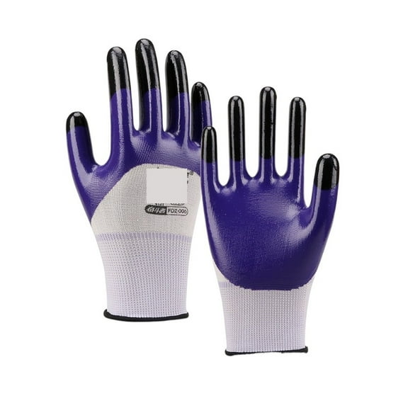 Strengthen Finger Nitrile Work Gloves Smooth Polyester Industry Glove Safety Gloves For Construction Gardening Gloves ,Superior Abrasion