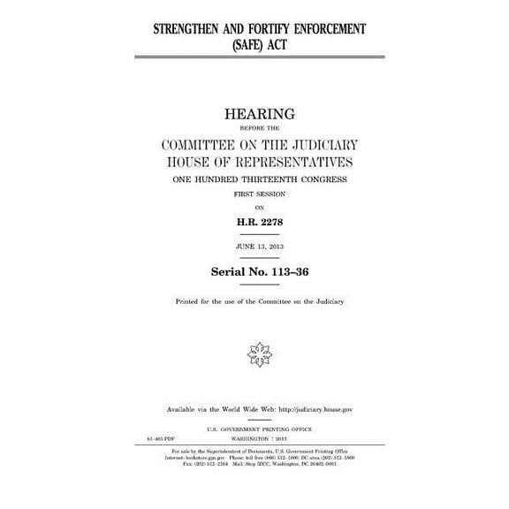 Strengthen and Fortify Enforcement (SAFE) Act (Paperback)