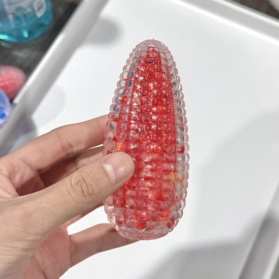 Stress Ball,Crystal Corn Shape Squeeze Toy with Plastic Rebound,Anxiety Relief Toy for Home Work Travel Portable Durable Material Vigorous Squeezing
