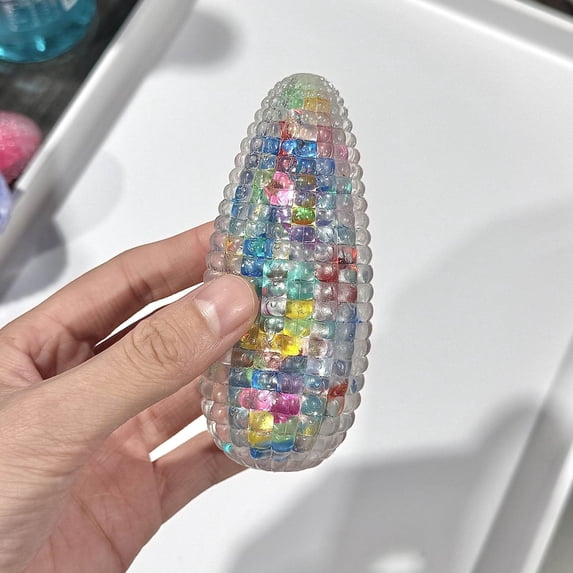 Stress Ball,Crystal Corn Shape Squeeze Toy with Plastic Rebound,Anxiety Relief Toy for Home Work Travel Portable Durable Material Vigorous Squeezing
